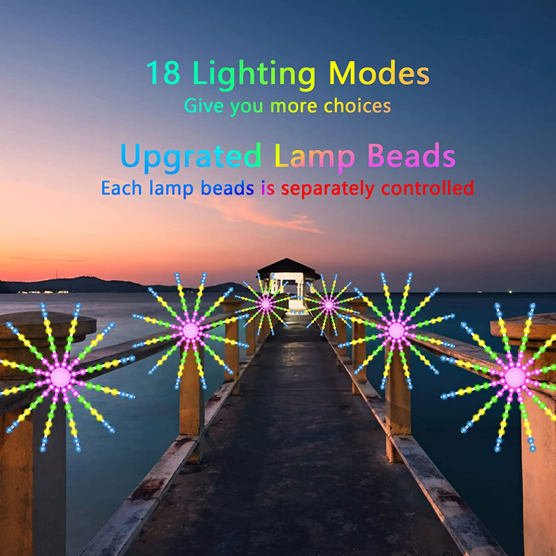 Neon Sign Light, 18 Lighting Modes LED Firework Lights With Remote Control, Indoor Outdoor Starburst Lights With USB Powered