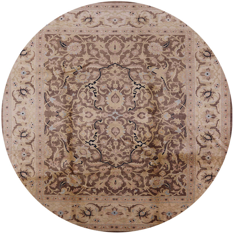 Tapis 10056 Mid-Century 100% lavable à la machine, Rond 4 pi