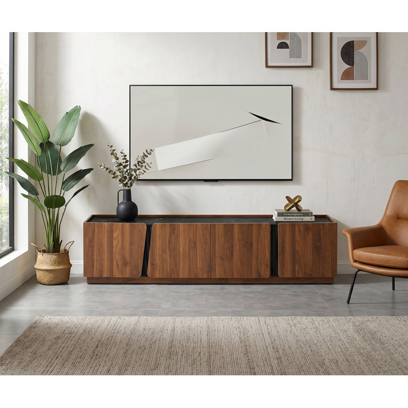 Meuble télé 74,8 po Modern, meuble télé pour téléviseur de 75 po ou moins, meuble audio-vidéo, Walnut