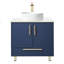Meuble-lavabo simple autoportant bleu moderne 30 po avec comptoir rond en céramique Munha
