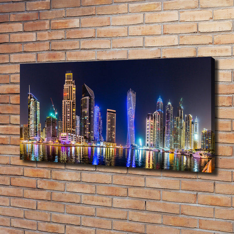 Dubai At Night - Wrapped Canvas Print