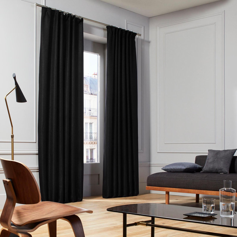 Coconut Room Darkening Single Curtain Panel, Black, 350 W x 280 D cm