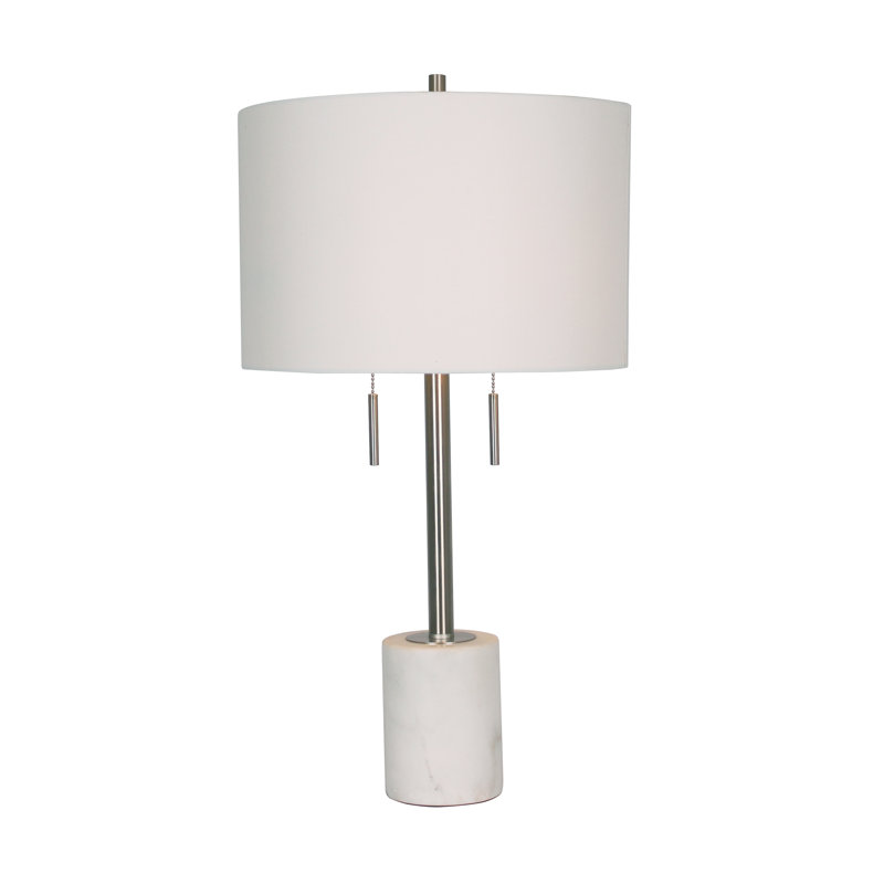 Lampe de table 28 po Baucom, Blanc, Blanc