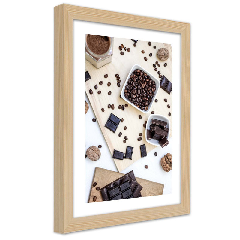 Coffee - Single Picture Frame Print, 90cm H x 60cm W, Light Brown