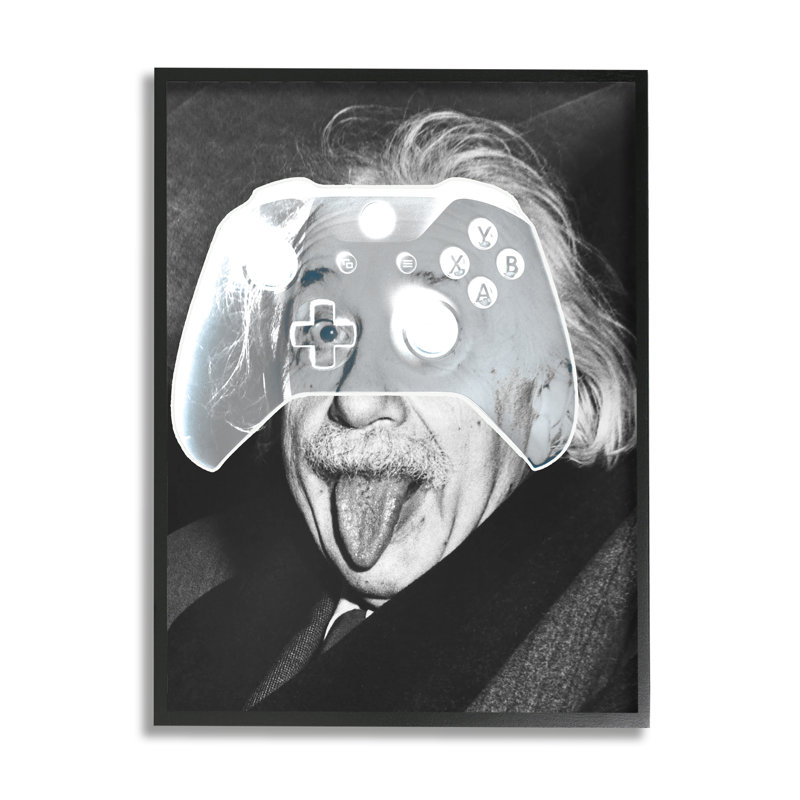 «Au-657-Giclee», contrôleur de jeu Einstein amusant par Lil 'Rue, impression, Noir, L 11 po x H 14 po x P 1,5 po