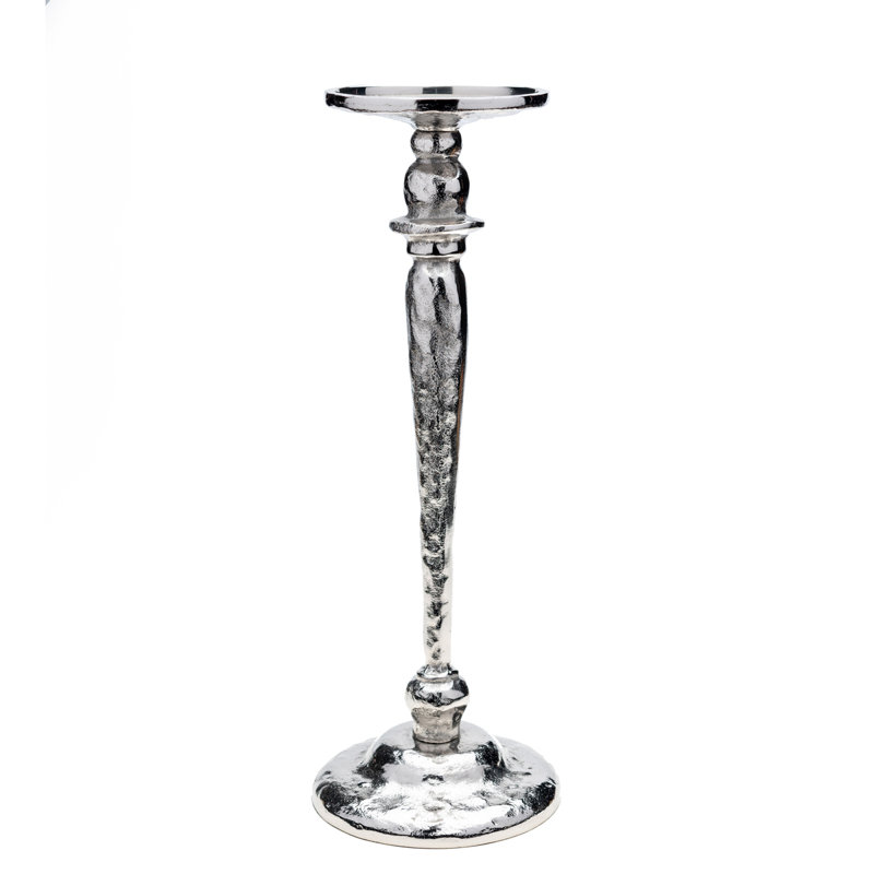 Bougeoirs à pilier en nickel martelé