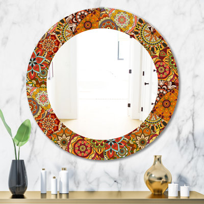 Carrelage avec miroir mural sans cadre bohémien et éclectique Mandalas