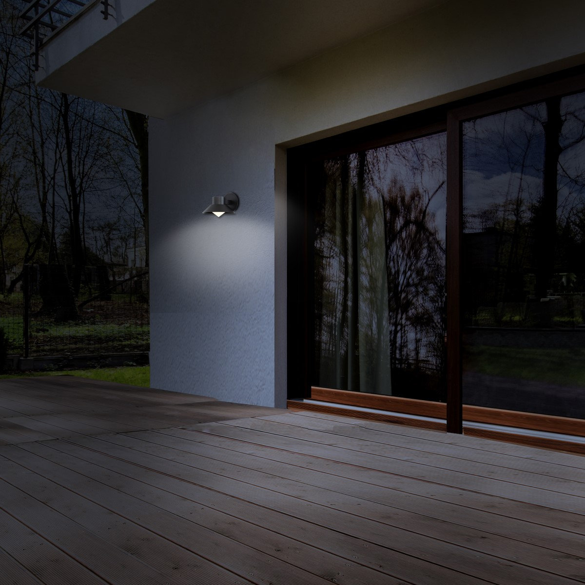 Erikson Integrated LED Outdoor Armed Sconce, Black, 8'' H x 10" W x 11" D
