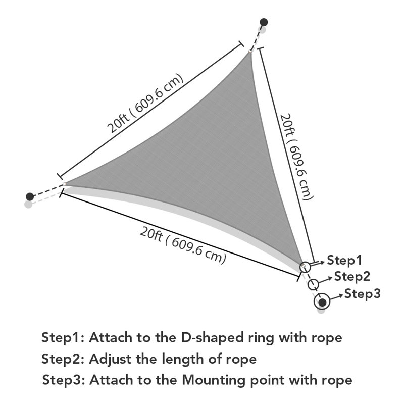 Toile d'ombrage triangulaire Yescom, Blanc cassé, 20 (pi) x 20 (pi)
