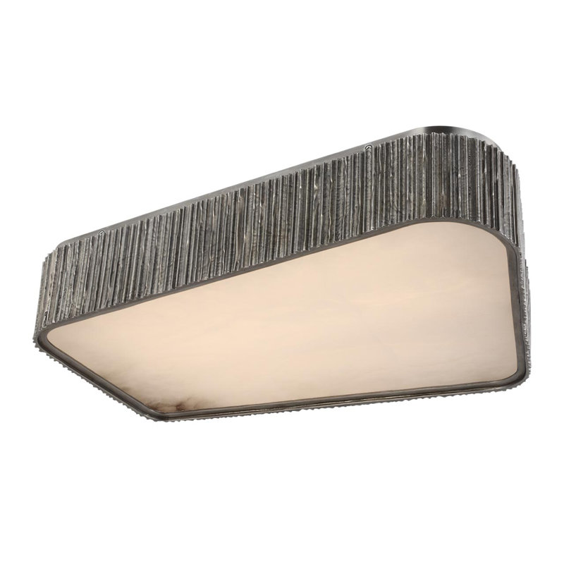 Anne-Marie Barton Fumar 21" Asymmetrical Flush Mount with Alabaster, Ridged Graphite