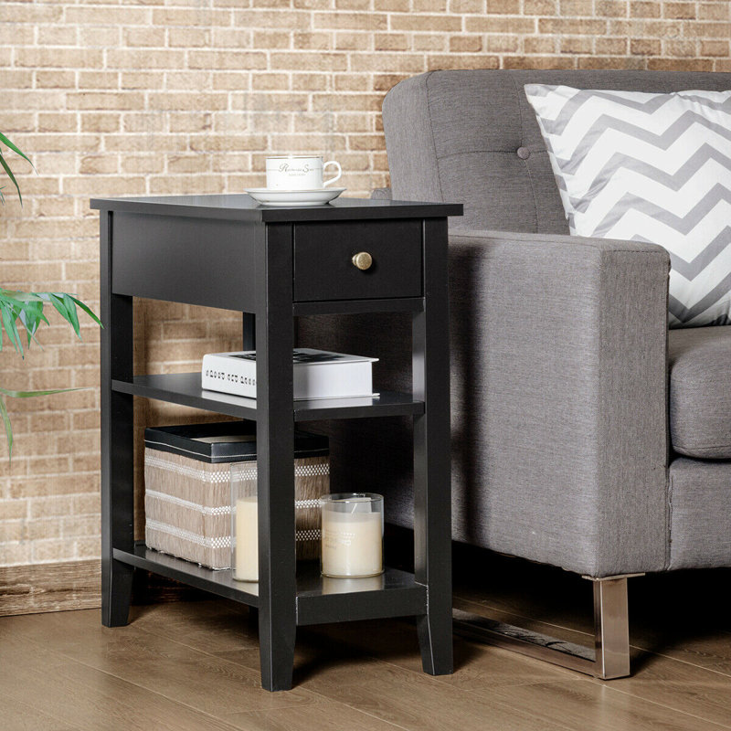 Charleena End Table with Storage, Black