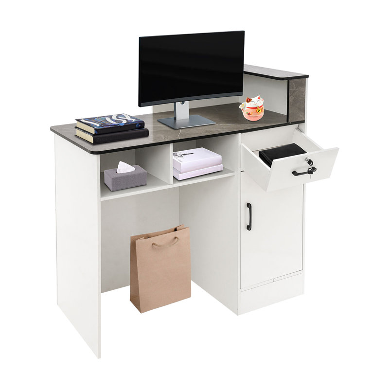 Bureau de réception, bureau de réception avec tiroir verrouillable, comptoir de réception