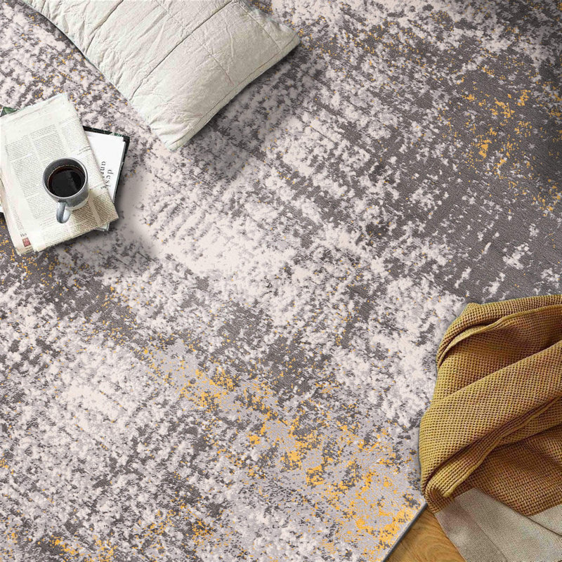 Owensby Performance Gray/Yellow/Ivory Rug, Rectangle 5' x 7'