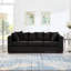 Velours à 3 places en noir avec un design moderne, des accoudoirs carrés argentés, une expérience d'assise confortable, des housses amovibles et une décoration sous les bras sous les bras de rangement, des sièges en mousse à ressorts, un coussin lavable-881514687