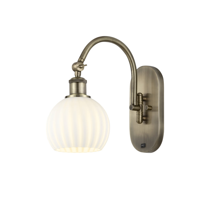Applique murale 1 lumière Ballston, H 11,5 po x l 6 po x P 12,5 po, Laiton antique