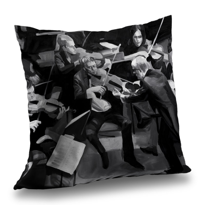 Symphony Orchestra Performing Throw - Livingroom Decor Poly Twill, Square 14"