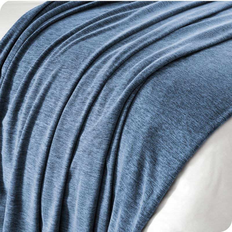 Lightweight Polar Fleece Blanket, Twin/Twin XL, Heathered Dark Blue