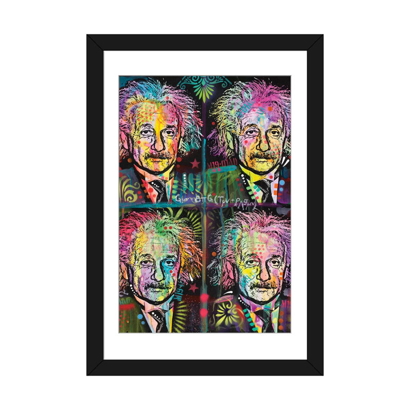 «Einstein 4 Up», impression sur toile, H 24 po x l 16 po x P 1 po, Papier d'art encadré noir, Blanc