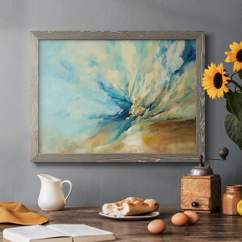 Bleu encadré sur toile, L 20 po x H 14 po, Gris