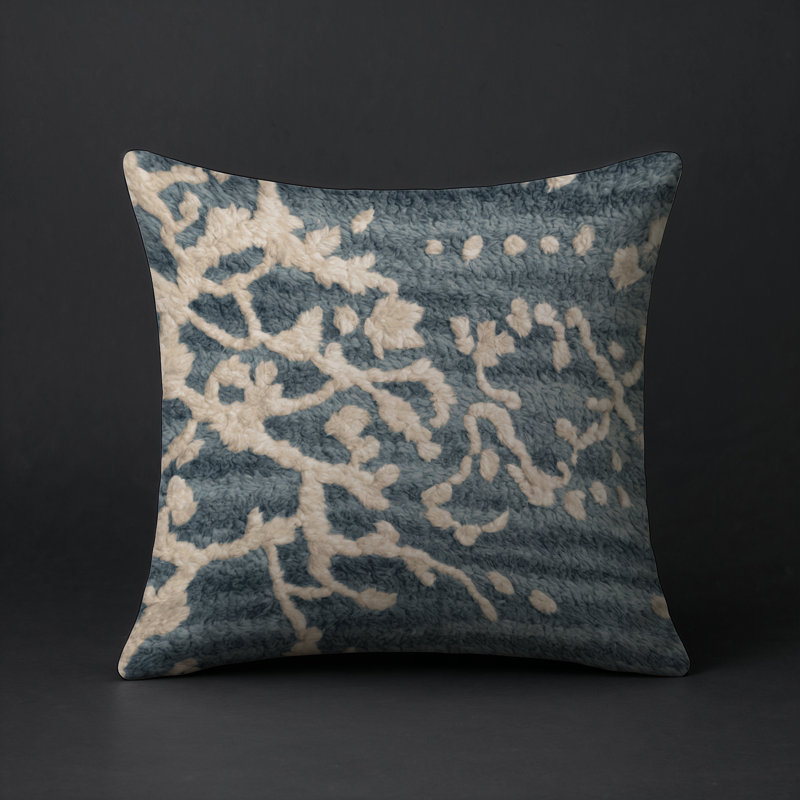 Coussin décoratif intérieur et extérieur Modern, Sarcelle / blanc / ivoire abstrait, Carré 16 po