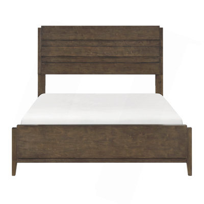 Classic Contemporary Dark Walnut Finish King Bed 1Pc Durable Panel Bedroom Furniture Solid Rubberwood