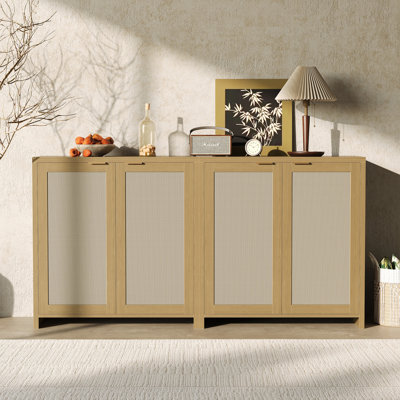 Buffet en rotin de 62 po de style traditionnel avec rangement moderne (ensemble de 2)