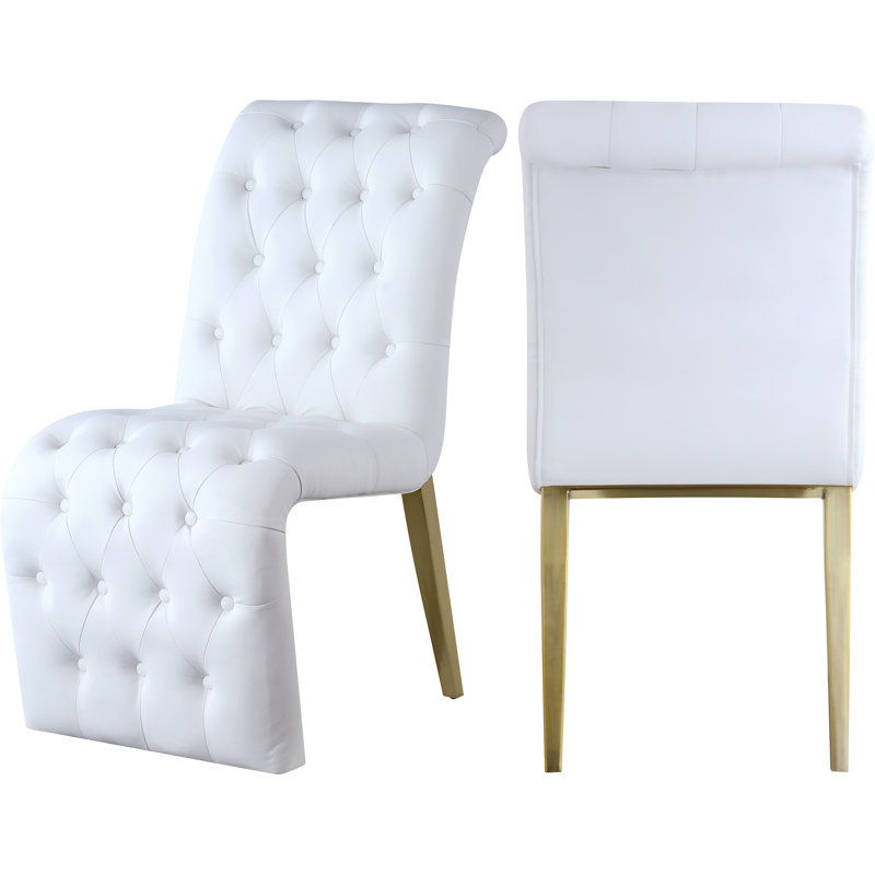 Chaise d'appoint blanche Desroches, Cuir végétalien blanc