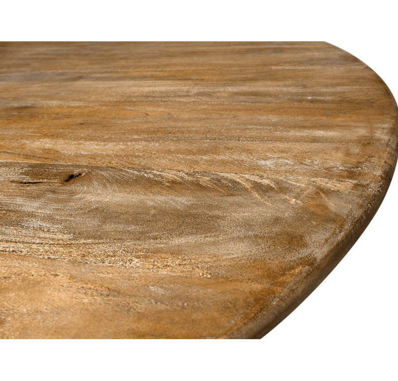 60" Natural Rounded Solid Wood Pedestal Base Dining Table