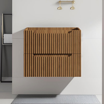 Meuble-lavabo mural flottant 24 po noyer moderne 24 po noyer (armoire seulement)