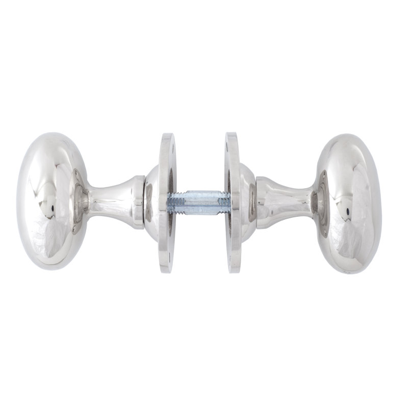 Oval Mortice/Rim Knob Set, Polished Nickel