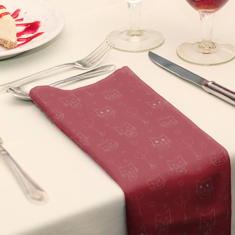 No Pattern Square Napkin, 22" x 22", Red/White, Polyester