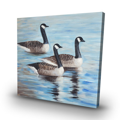 Canada geese in water - 32"x32" art on canvas
