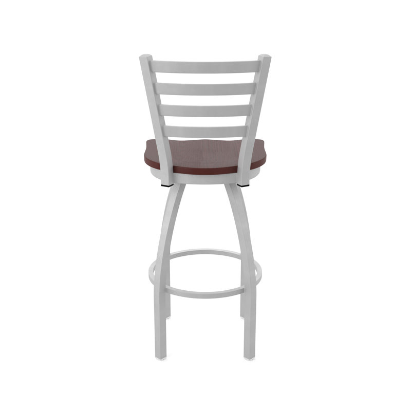 Tabouret pivotant Jackie, Nickel anodisé, Bois - Chêne cerisier foncé, Très grand (siège d'une hauteur de 36 po)
