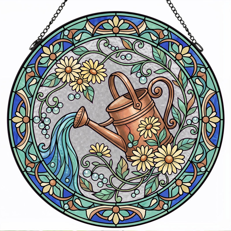 Panneau de vitrail en verre coloré, 7,8 heures, H 7,8 po