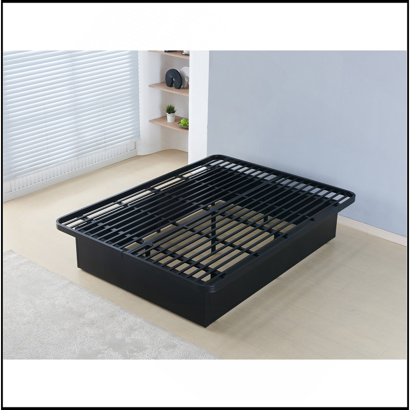 Modern Style Heavy Duty Cal King Size Bed Base Frame Made With Metal In Black