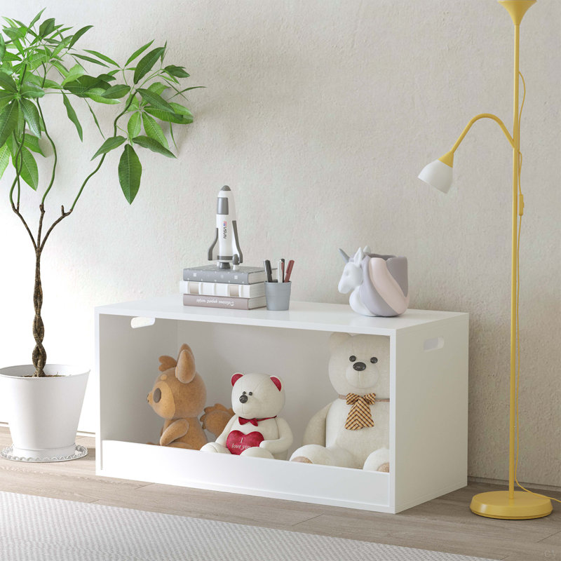 Boîte de rangement ouverte pour enfants, bac de rangement en bois blanc pour jouets en peluche, livres, chambre de bébé ou salle de jeux