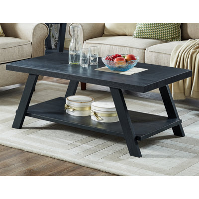 Table basse contemporaine en bois reproduit avec rangement spacieux et fabrication durable