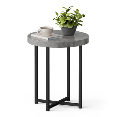 Grey Round Concrete Effect Side Table