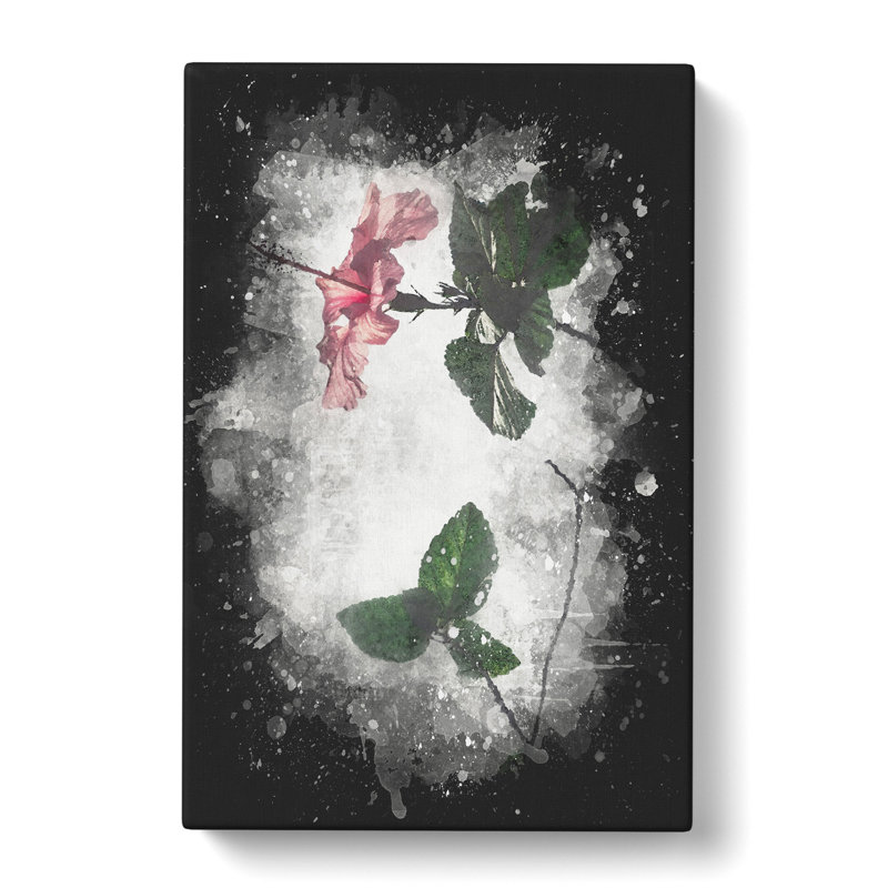 Pink Hibiscus Plant - Wrapped Canvas Painting, 50cm H x 35cm W x 3cm D