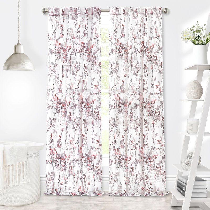 Molineux Other Semi Sheer Curtain Single Panel, 52" W x 84" L, Blush