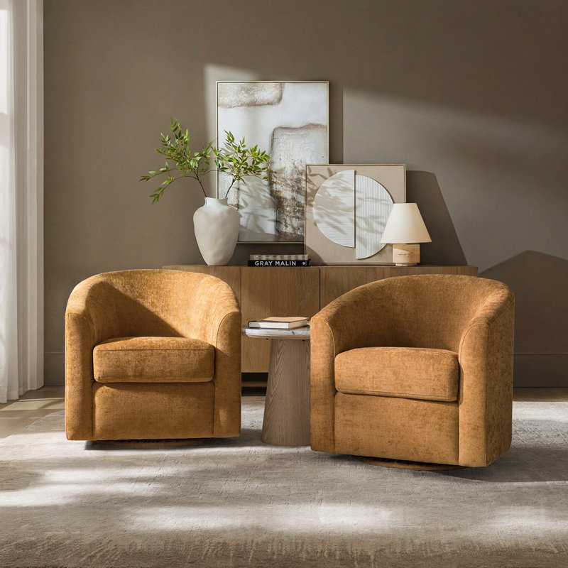 Fauteuil d'appoint pivotant rembourré Amiir, Doré