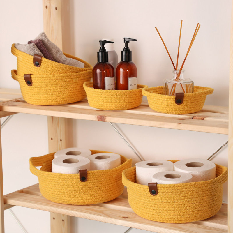 Ebern Designs Cotton Decorative Basket, Yellow