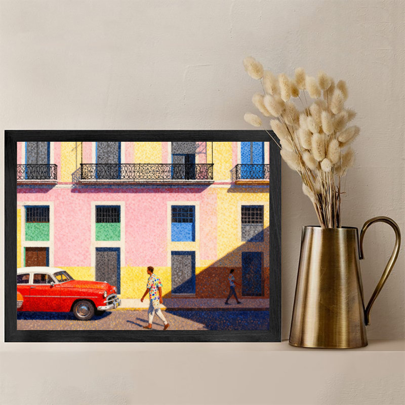 Reproduction d'art encadrée noire vintage, H 37 po x l 25 po