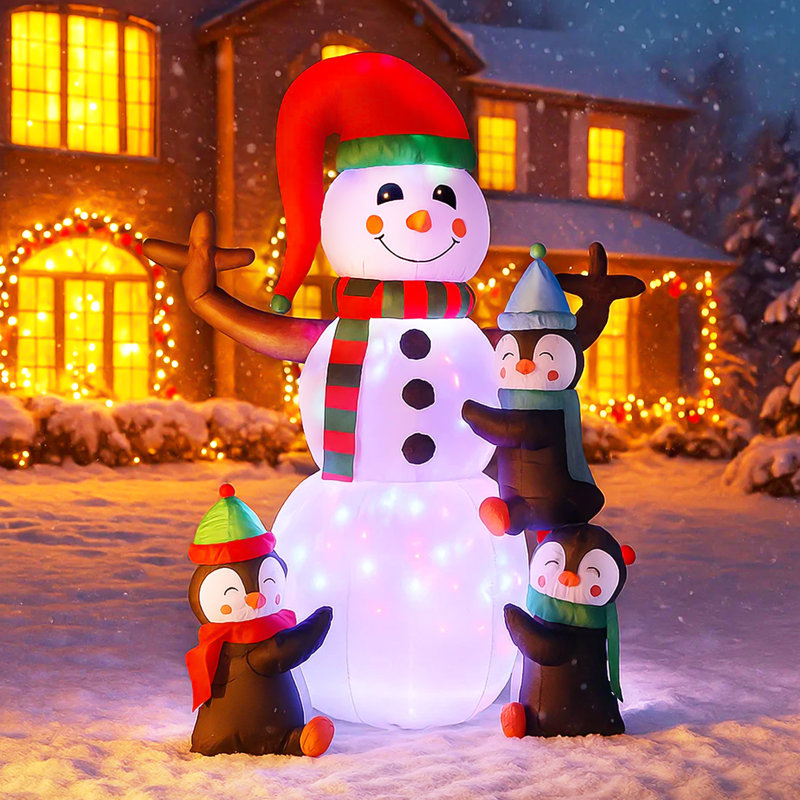Bonhomme de neige et pingouins gonflables à DEL Catchy Christmas