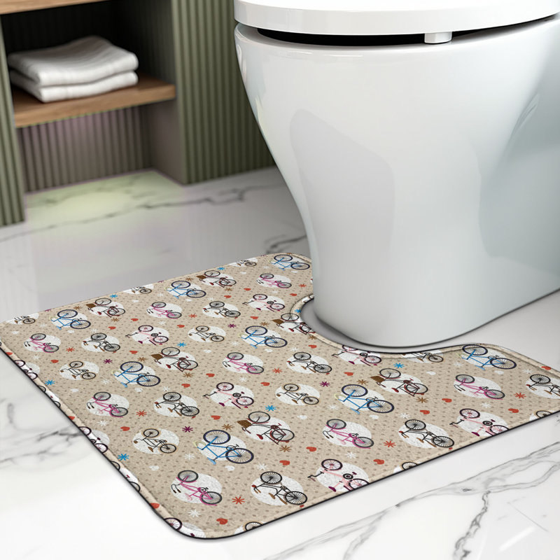 Tapis de salle de bain en forme de U 20 po beige et blanc