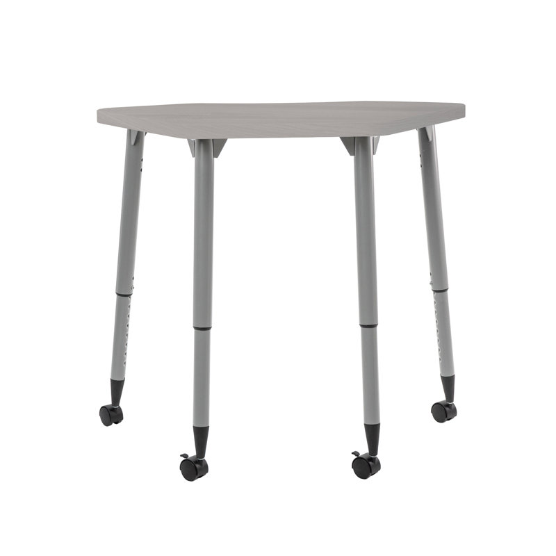Table d'activité à grain de bois 24 x 36 avec pieds fuselés réglables, Bois gris clair, Argent argent