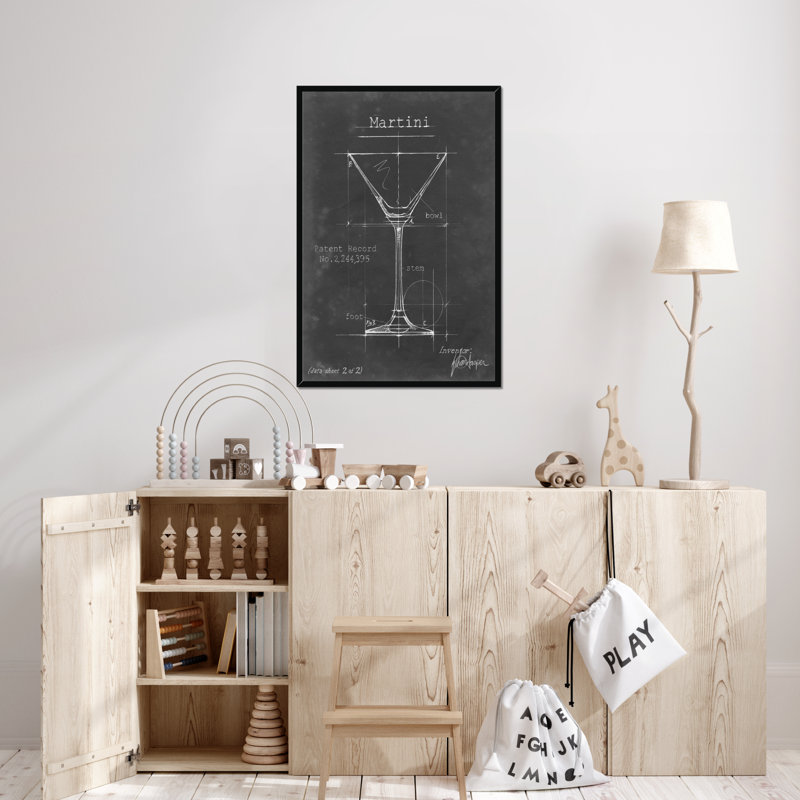 Barware Blueprint V by Ethan Harper - Painting, 95cm H x 65cm W, Black Framed Paper Print