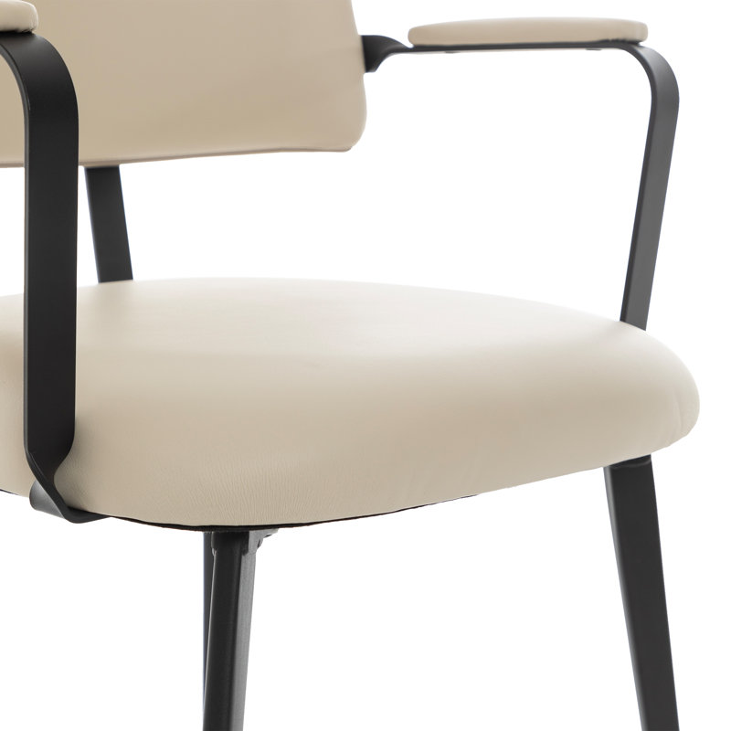 Windsor 6-Piece Dining Chair Set, 2 Armchairs & 4 Side Chairs, PU Upholstered, Metal Frame, Beige