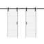 Porte de grange coulissante 60 "x 84" blanche à double onde moderne avec trousse de quincaillerie d'installation (assemblage facile)-93492030-107231946