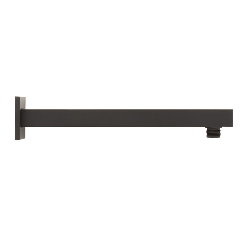 Signature Hardware 12" Modern Square Wall Mount Shower Arm with Flange, Matte Black